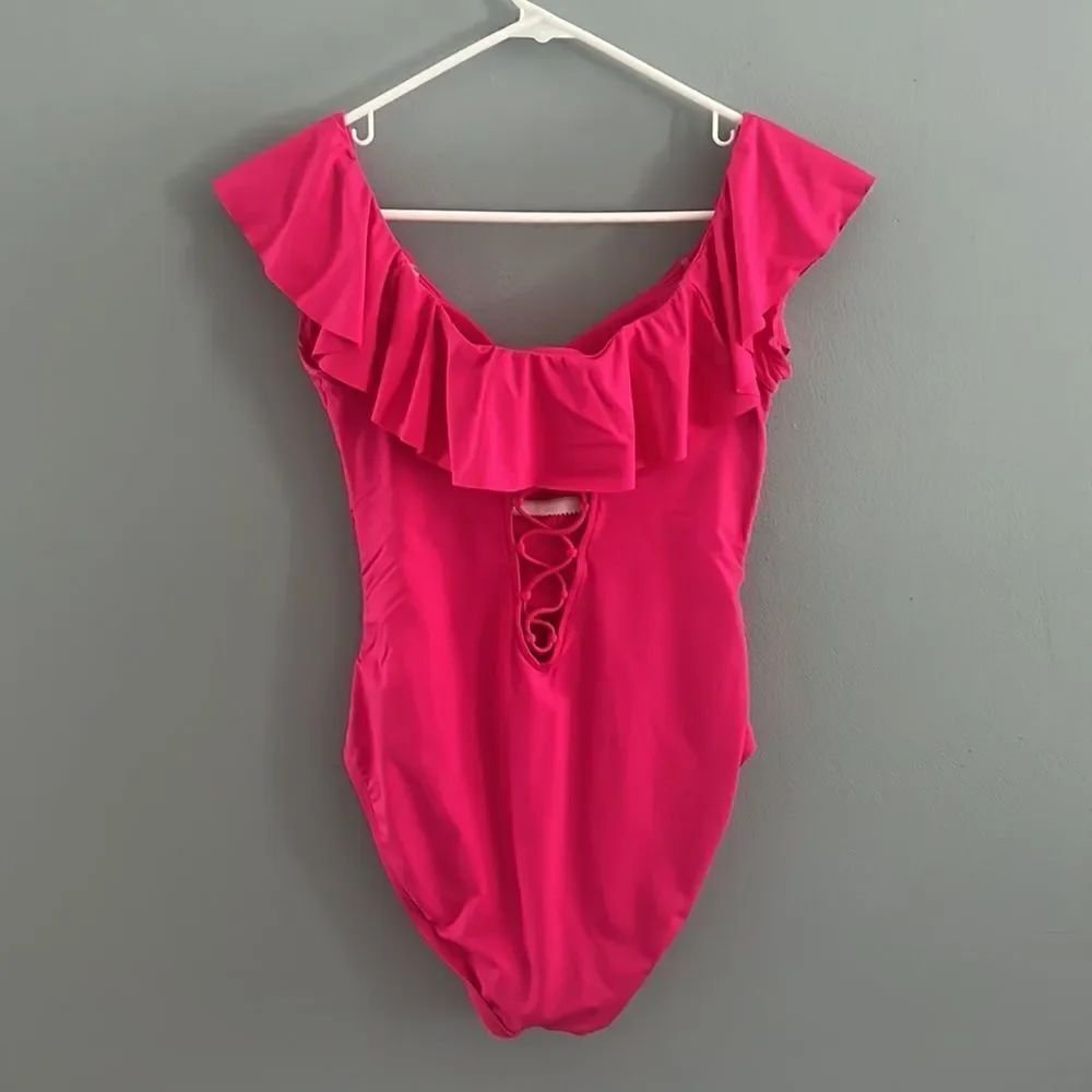Women’s size 10 La Blanca Stunning one piece magenta swimsuit bathing suit - Picture 6 of 10